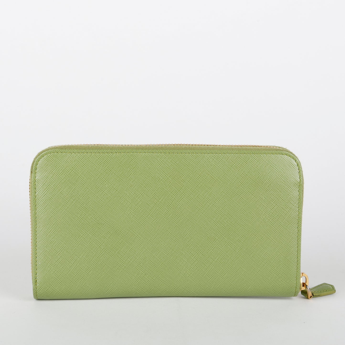 Zip Around Wallet, Green Saffiano