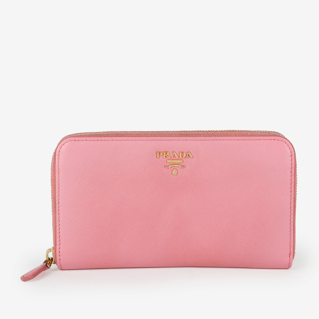 Zip Around Wallet, Pink Saffiano