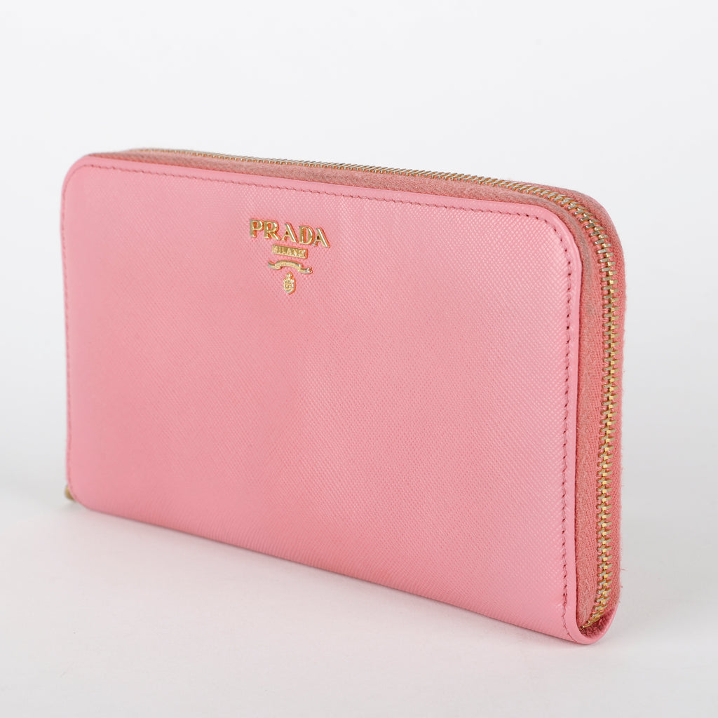 Zip Around Wallet, Pink Saffiano