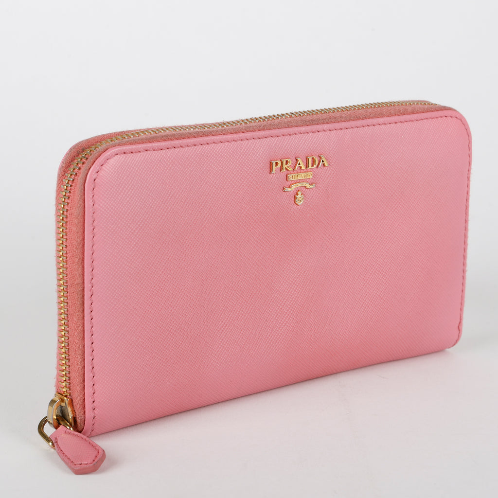 Zip Around Wallet, Pink Saffiano