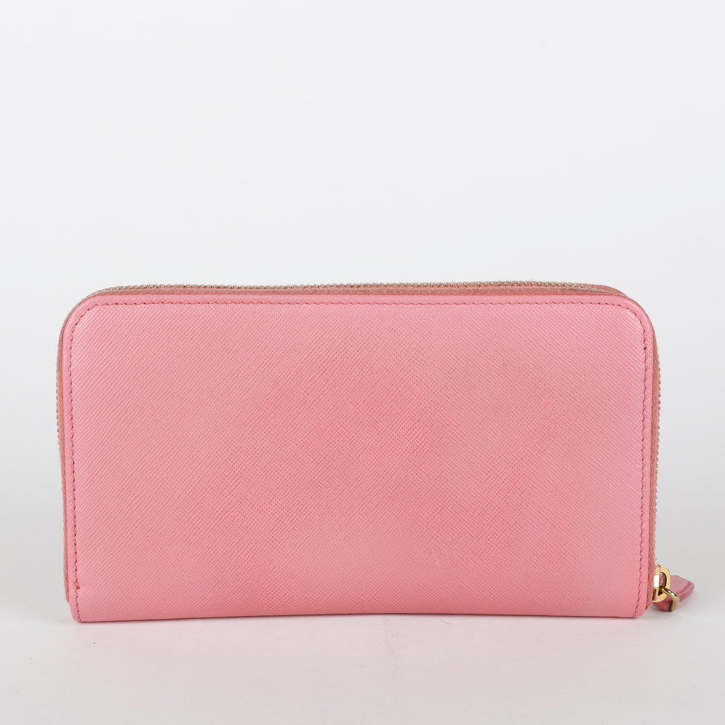 Zip Around Wallet, Pink Saffiano
