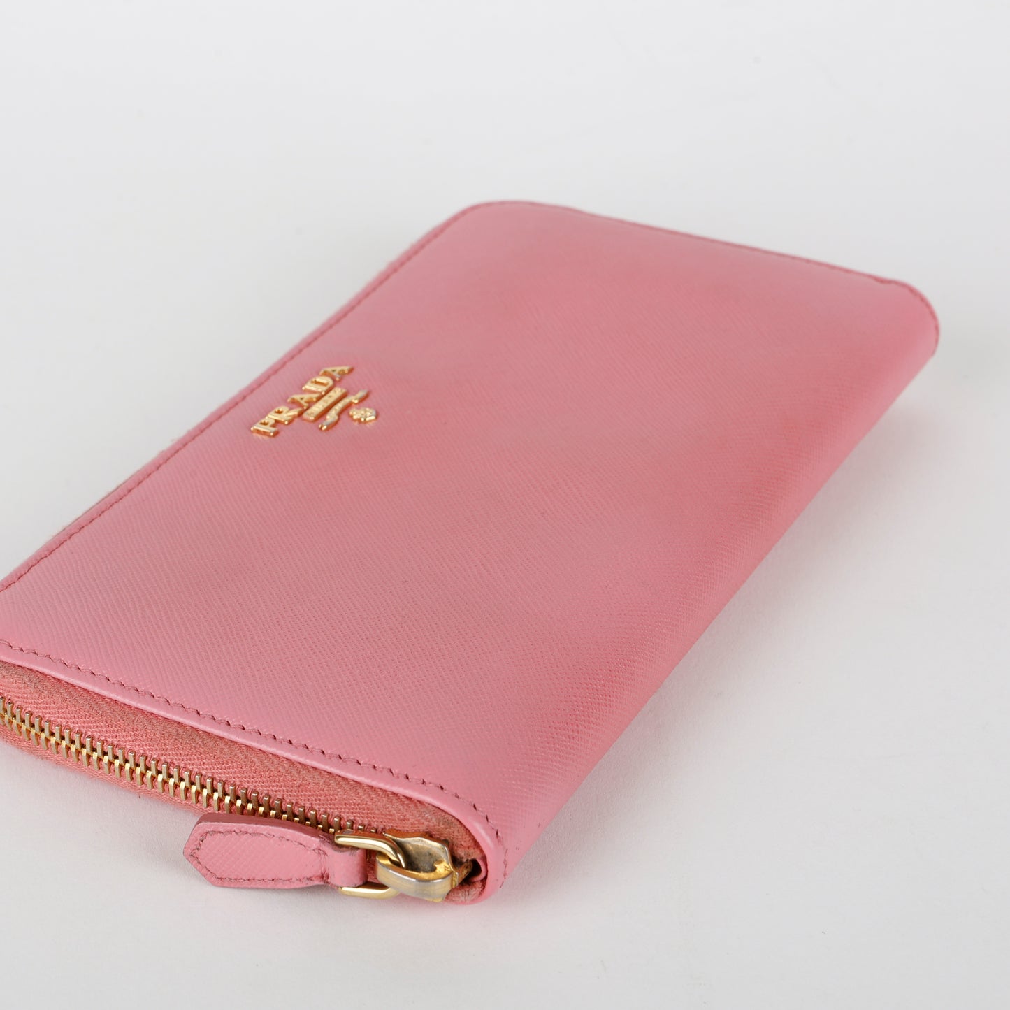 Zip Around Wallet, Pink Saffiano