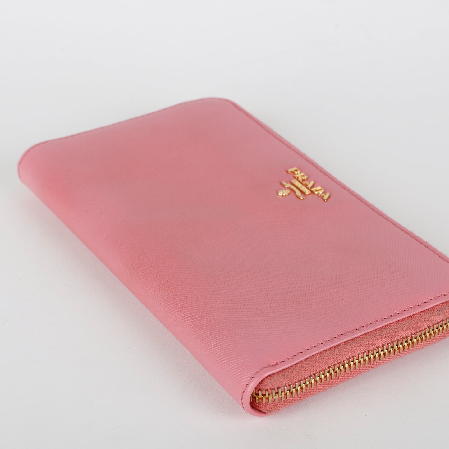 Zip Around Wallet, Pink Saffiano