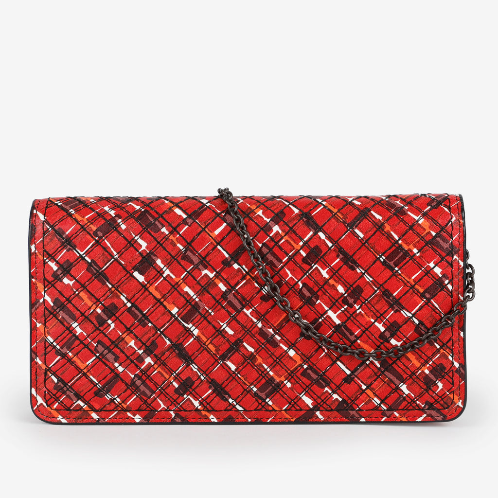 Multicolor Intrecciato Wallet on Chain, Red/Black