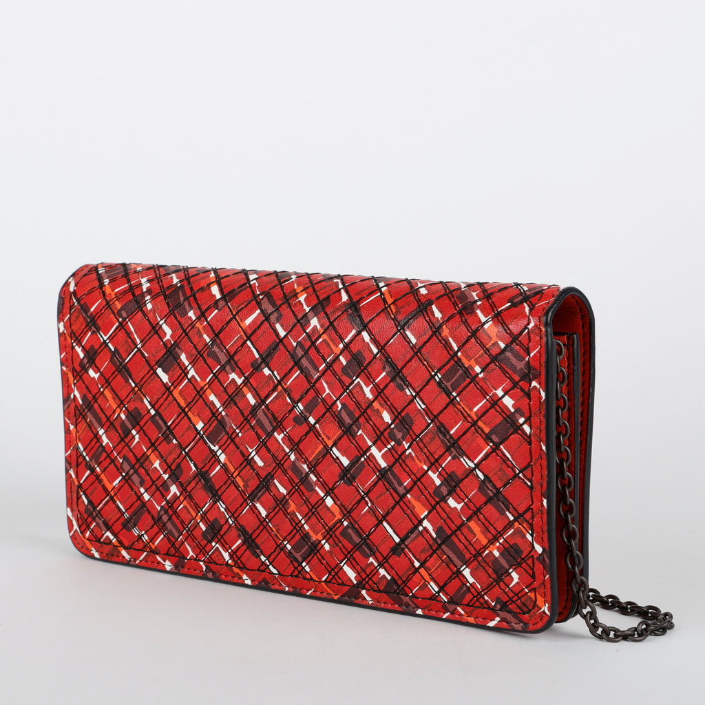 Multicolor Intrecciato Wallet on Chain, Red/Black