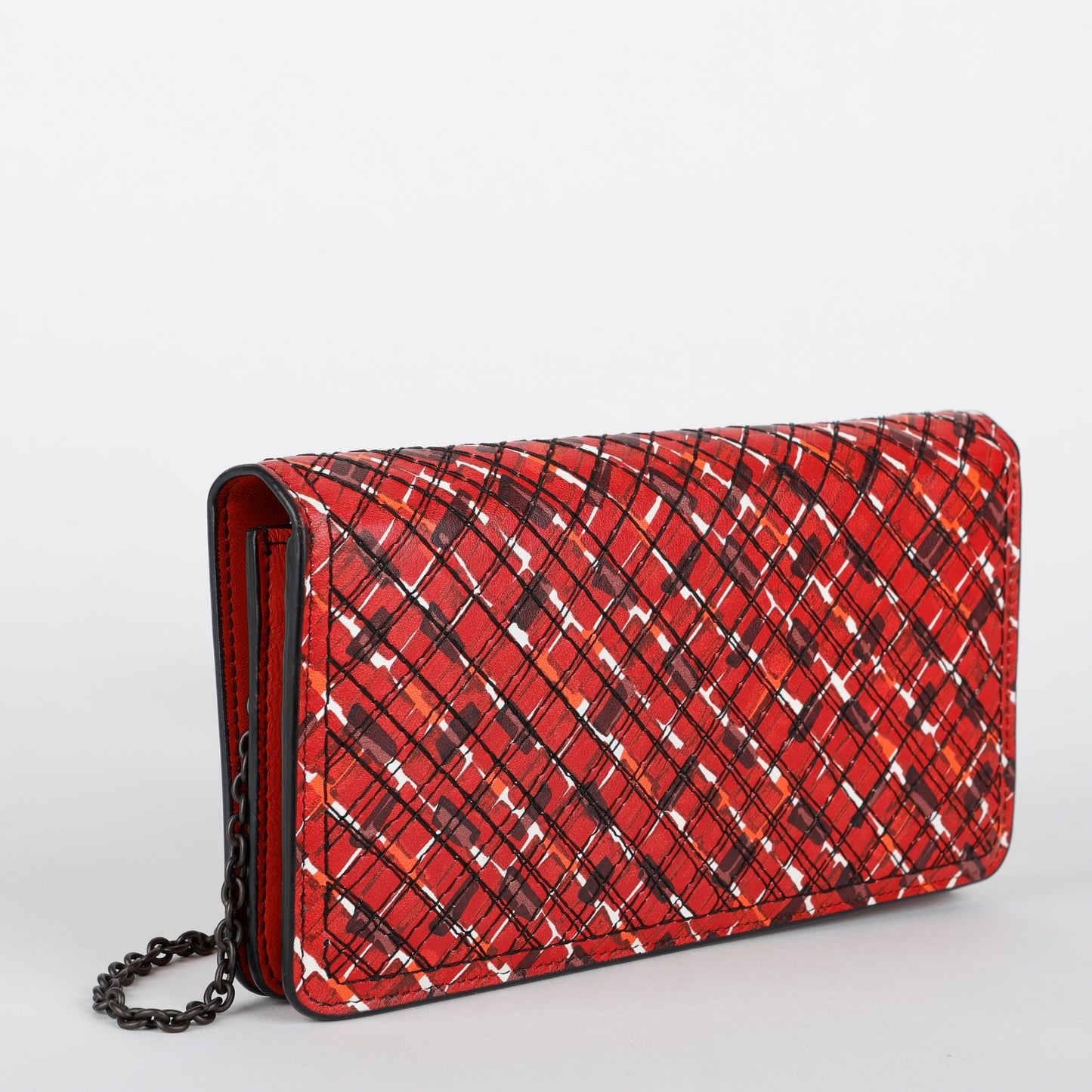 Multicolor Intrecciato Wallet on Chain, Red/Black