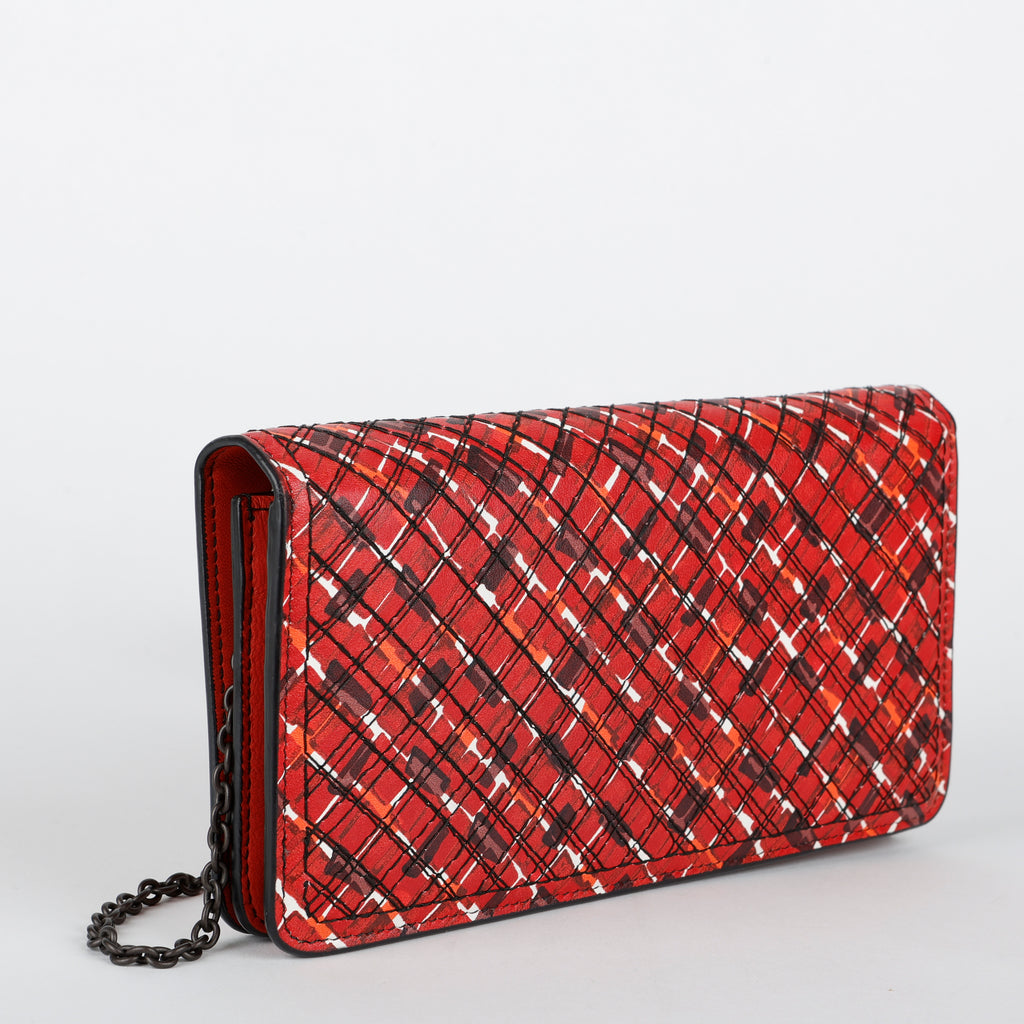 Multicolor Intrecciato Wallet on Chain, Red/Black