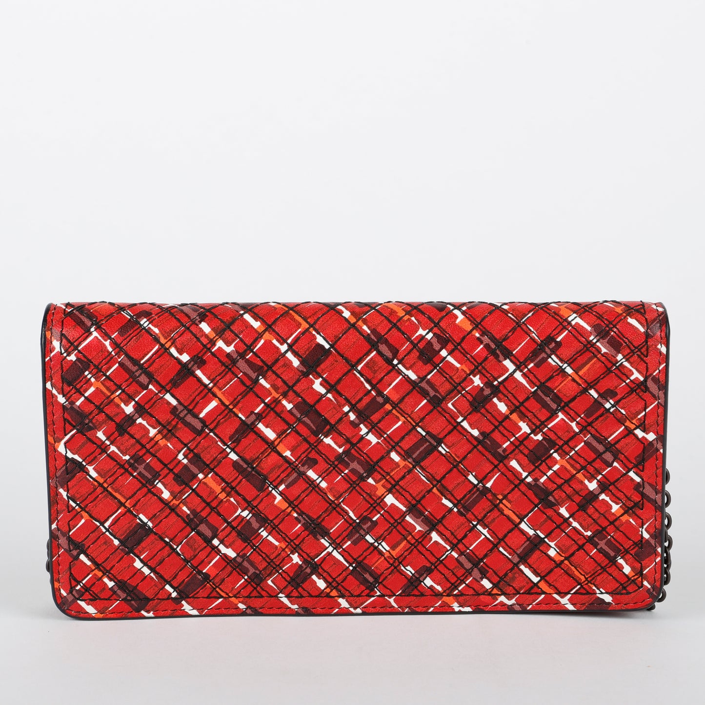 Multicolor Intrecciato Wallet on Chain, Red/Black