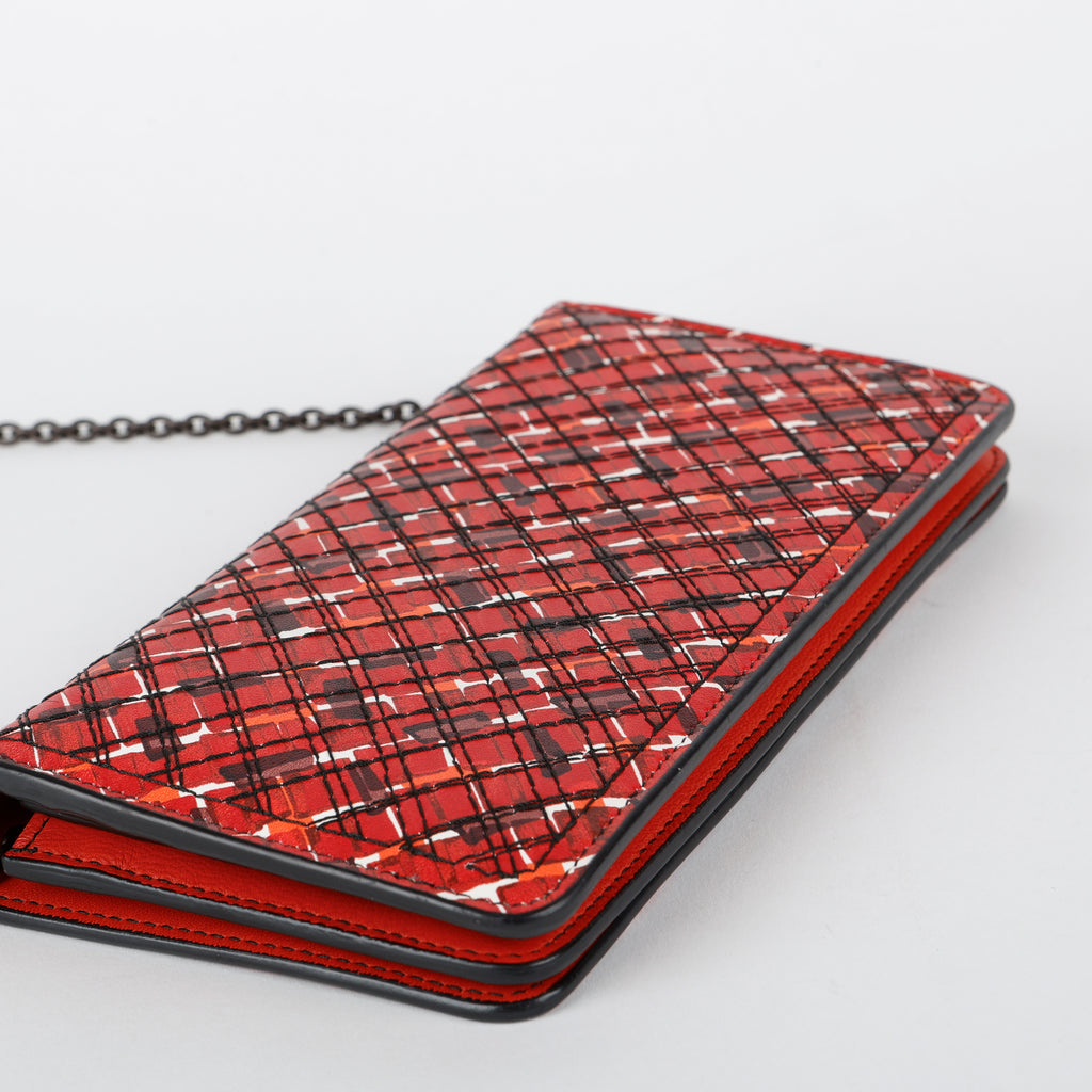 Multicolor Intrecciato Wallet on Chain, Red/Black