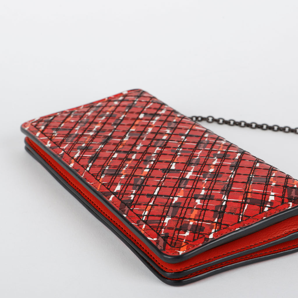 Multicolor Intrecciato Wallet on Chain, Red/Black
