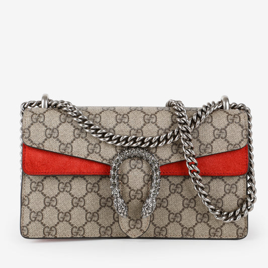 Small Supreme Dionysus Shoulder Bag, Red Suede Trim