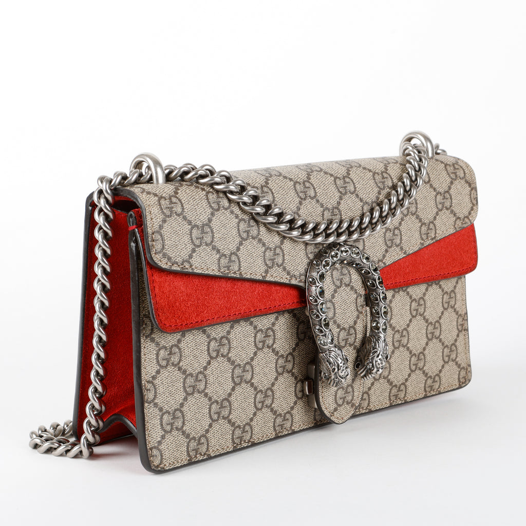 Small Supreme Dionysus Shoulder Bag, Red Suede Trim