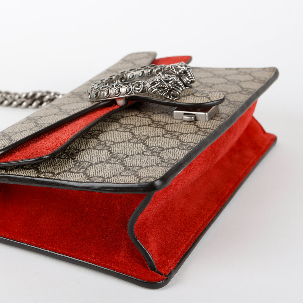 Small Supreme Dionysus Shoulder Bag, Red Suede Trim