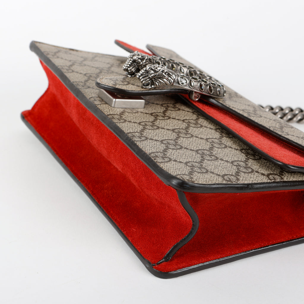 Small Supreme Dionysus Shoulder Bag, Red Suede Trim
