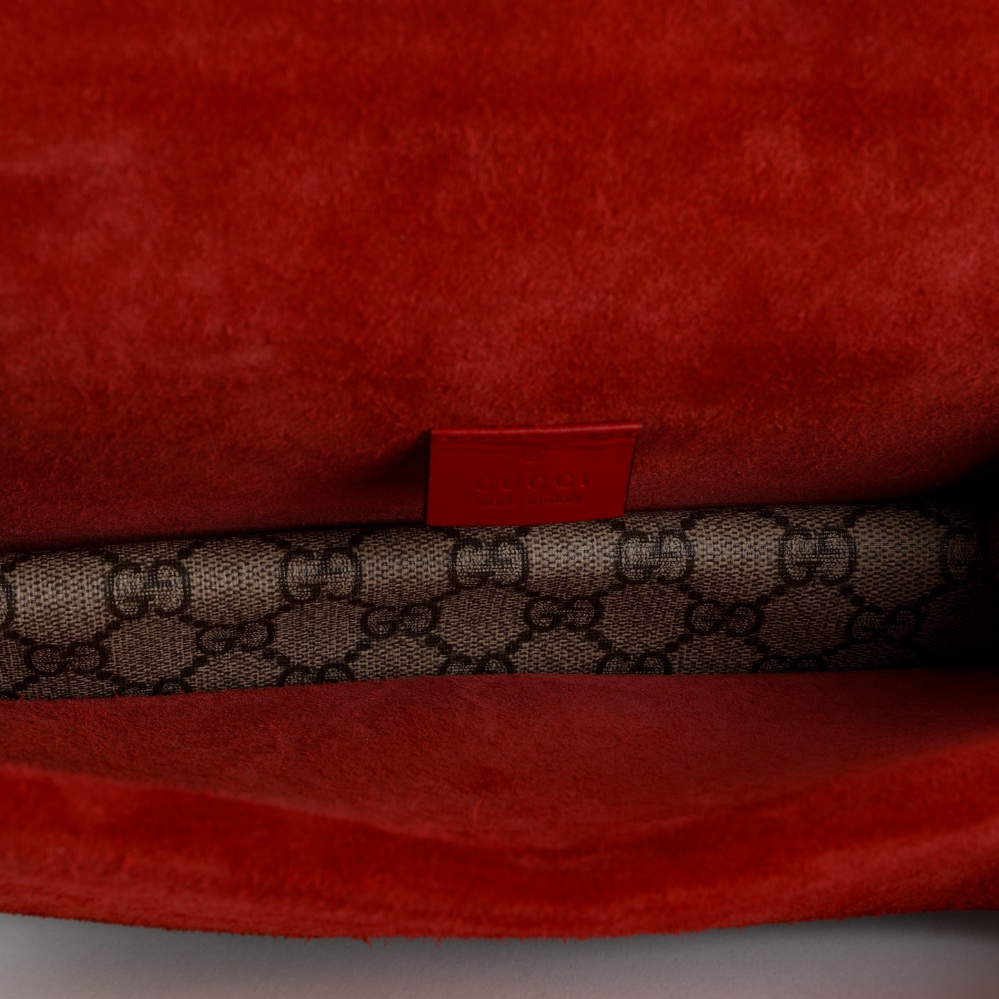 Small Supreme Dionysus Shoulder Bag, Red Suede Trim