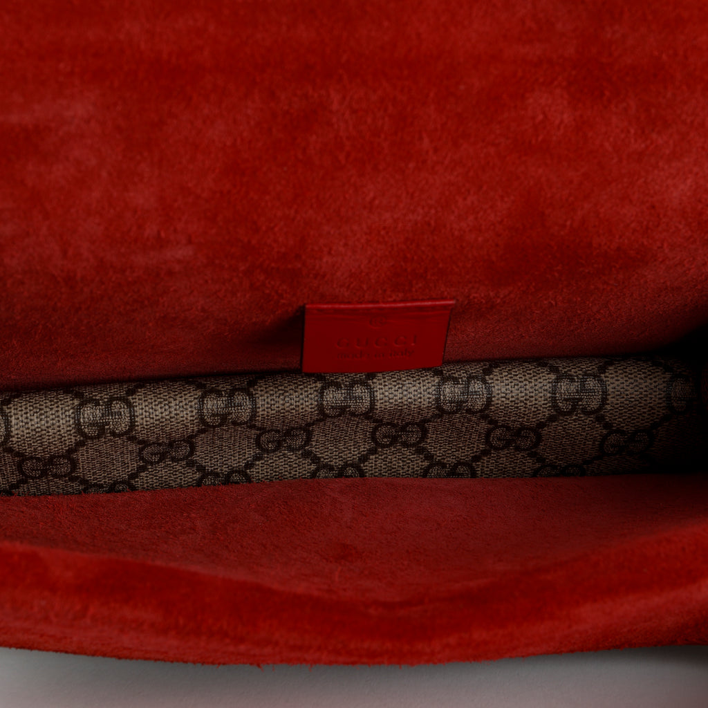 Small Supreme Dionysus Shoulder Bag, Red Suede Trim
