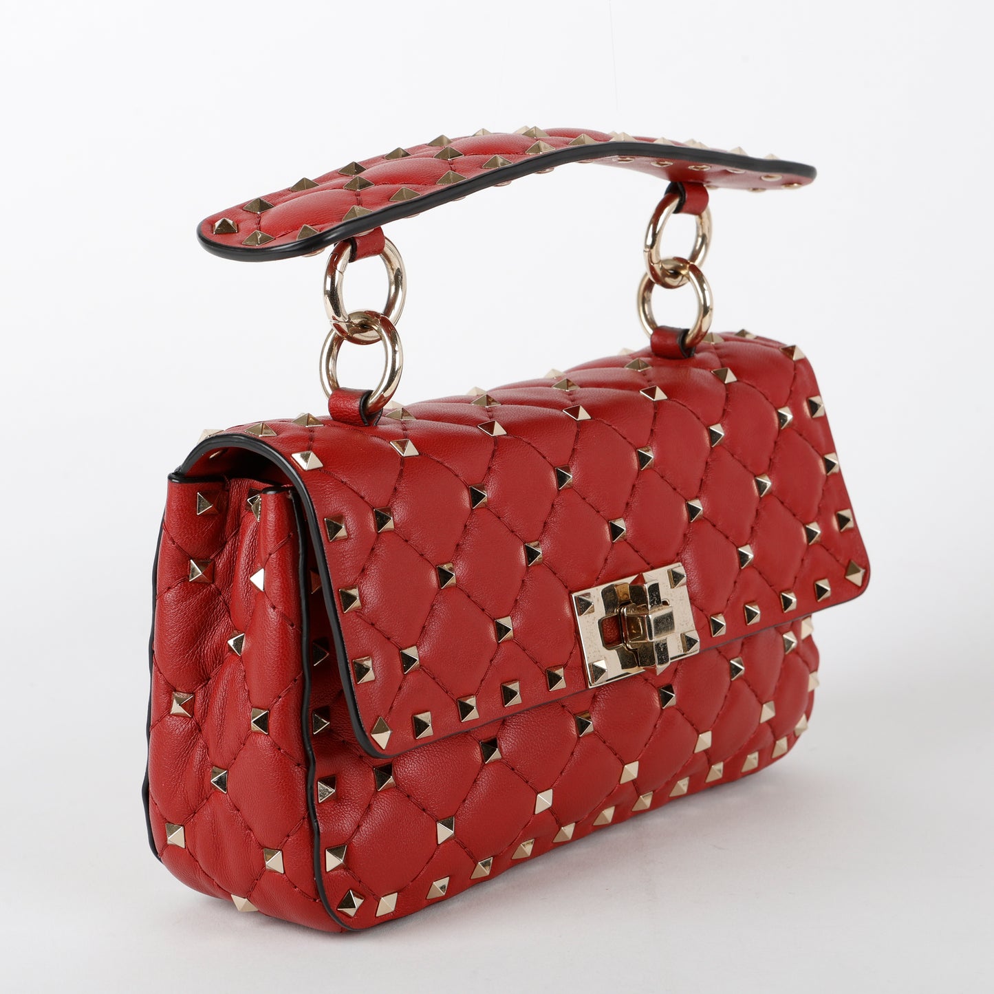 Rockstud Spike Flap Bag, Red
