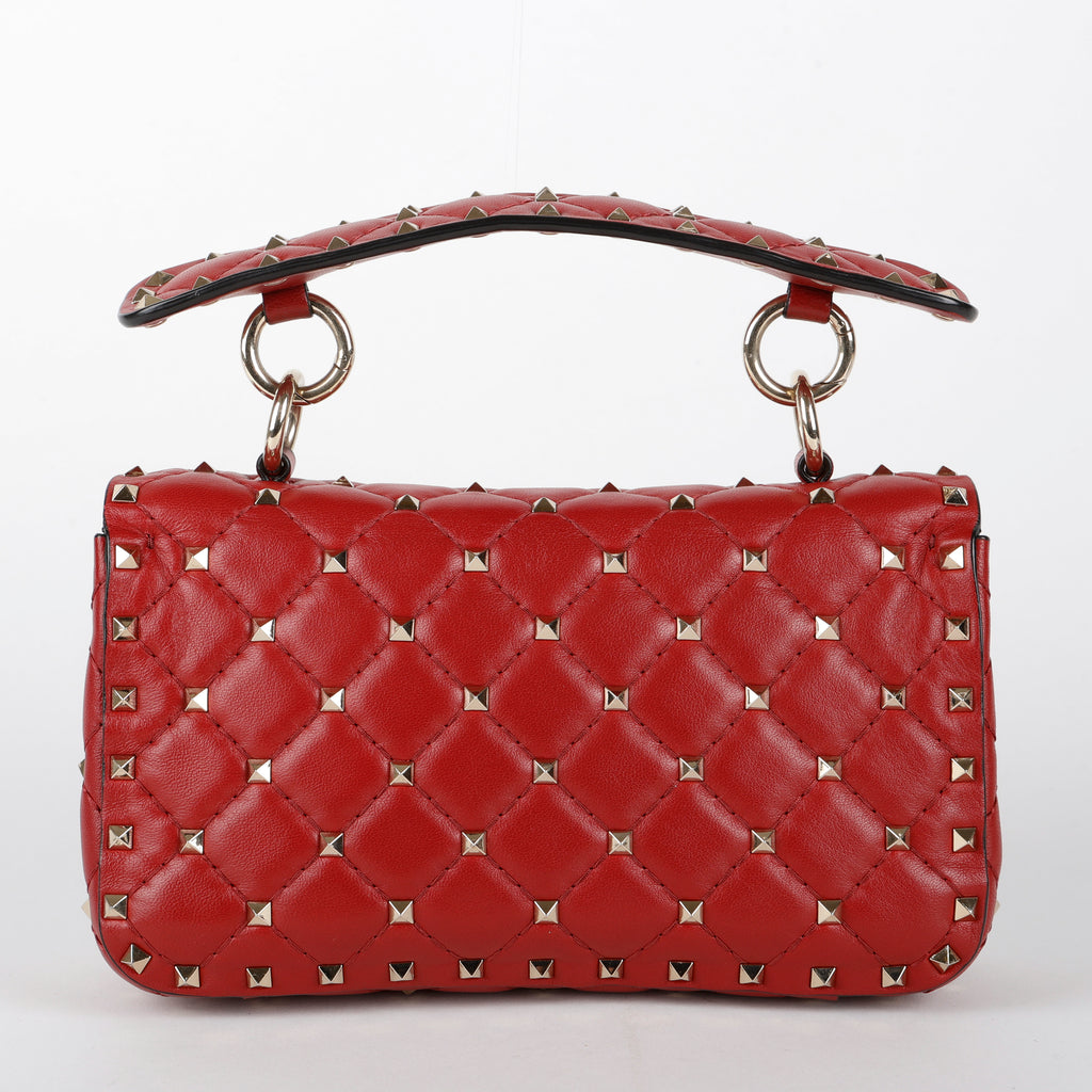 Rockstud Spike Flap Bag, Red
