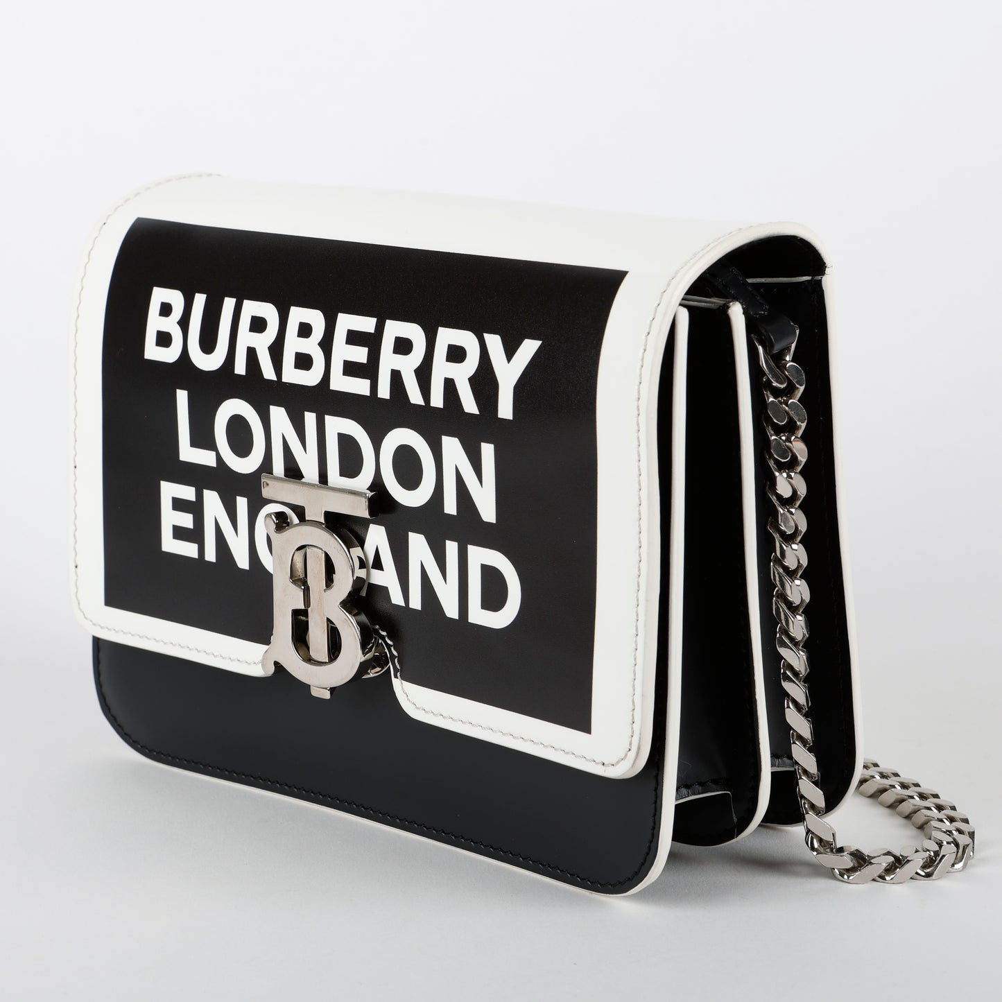 Small TB Logo Bag, Black/White