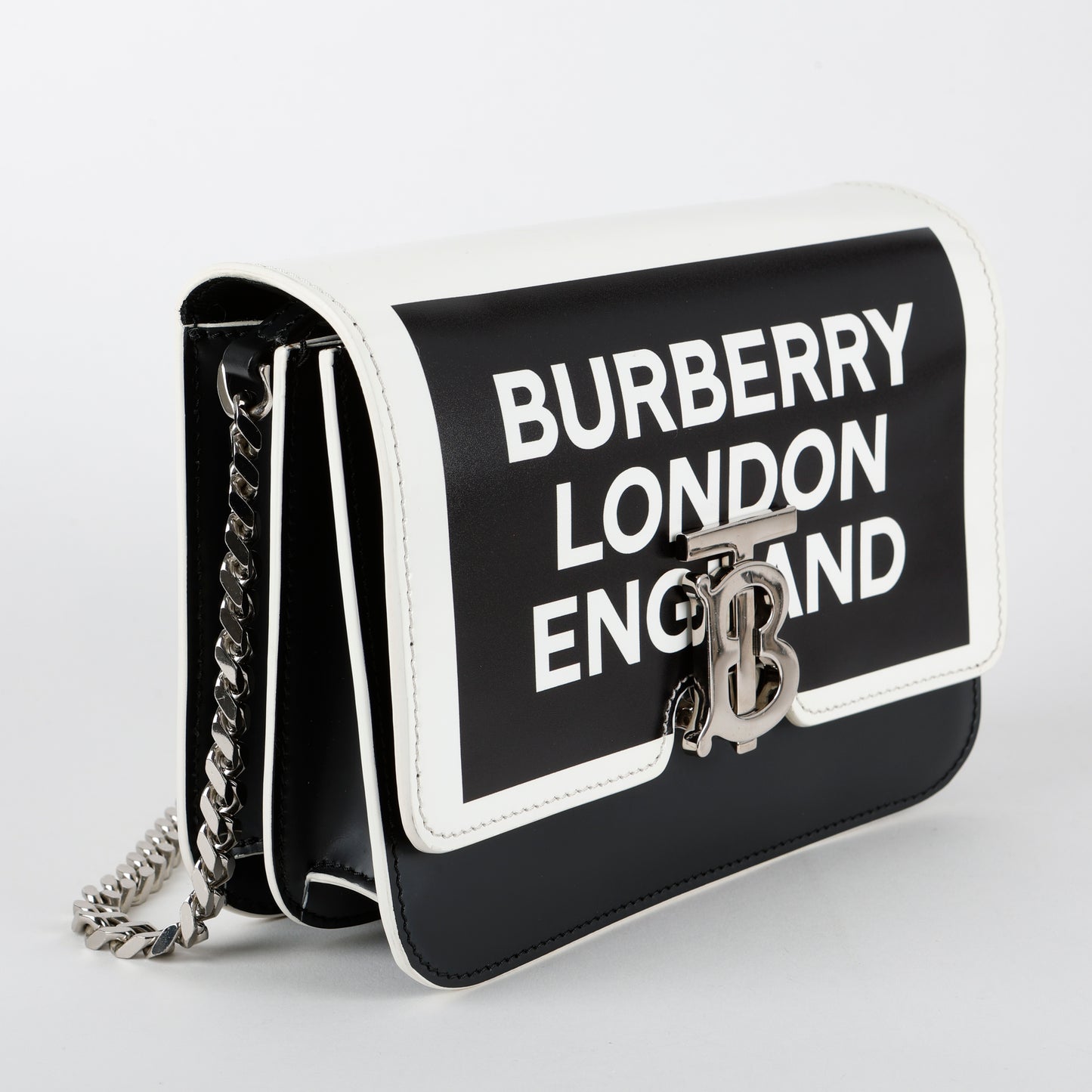 Small TB Logo Bag, Black/White