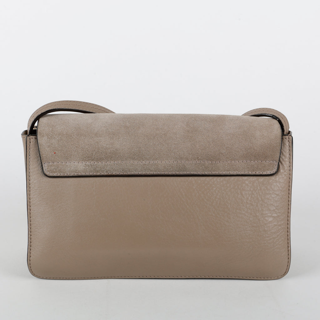 Small Faye Crossbody, Taupe Calfskin/Suede
