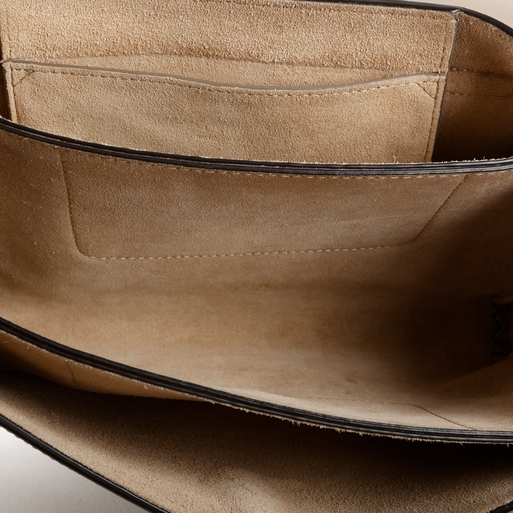 Small Faye Crossbody, Taupe Calfskin/Suede