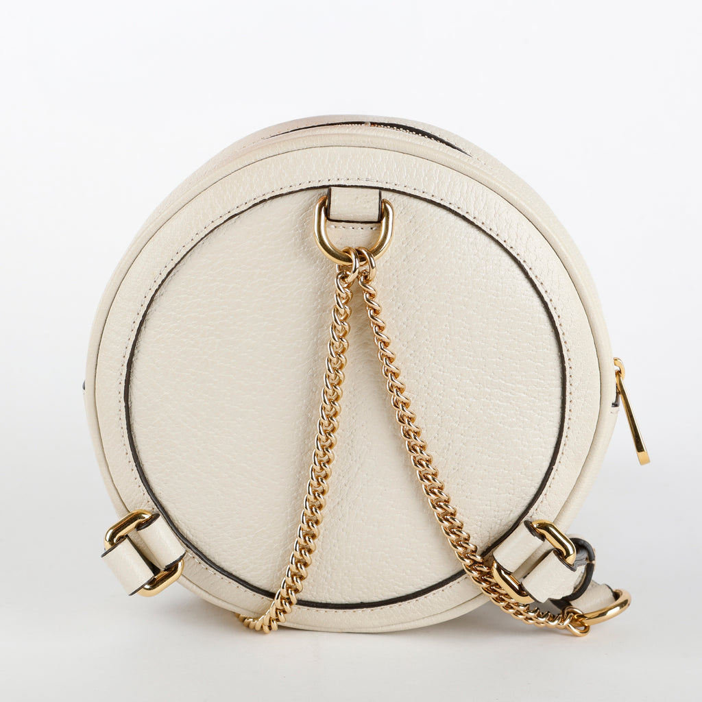 Ophidia Round Calfskin Backpack White