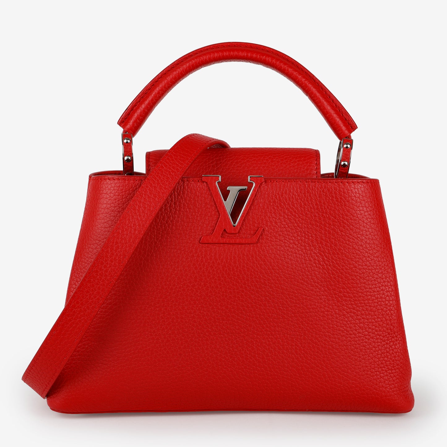 Capucines BB, Red Taurillon Silver Hardware