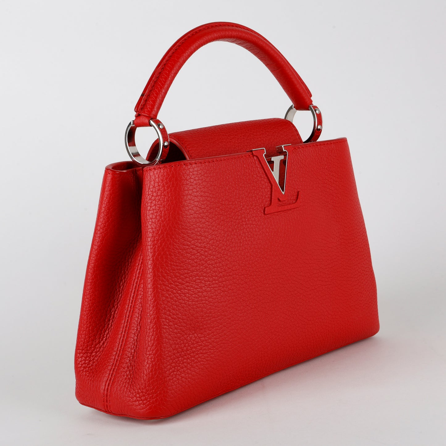Capucines BB, Red Taurillon Silver Hardware