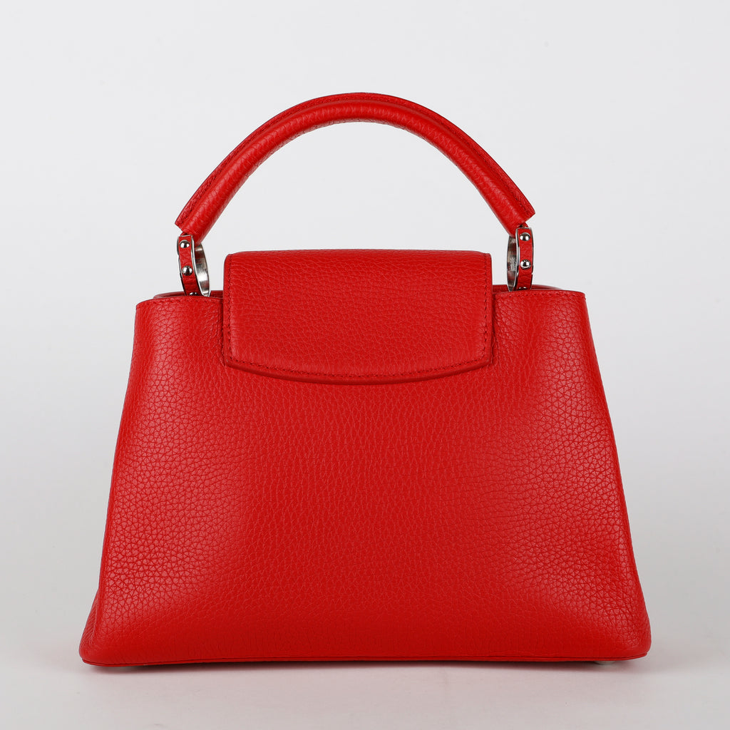 Capucines BB, Red Taurillon Silver Hardware