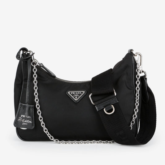 Small 2005 Re Edition Hobo, Black Nylon