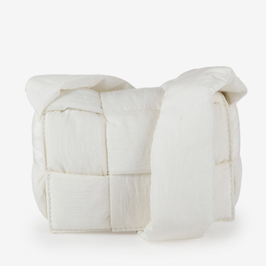 Candy Cassette Padded Crossbody, Cream Nylon
