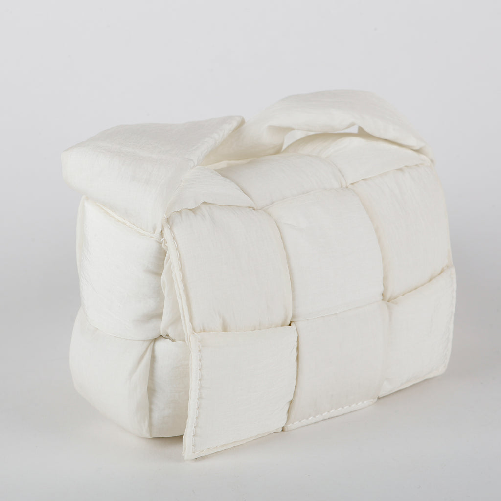 Candy Cassette Padded Crossbody, Cream Nylon