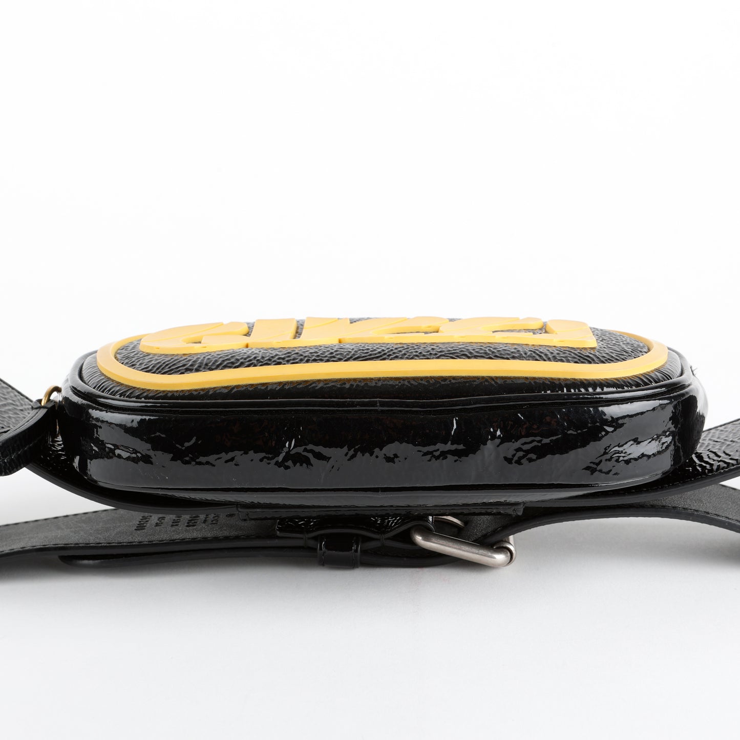 Game Patch Belt Bag, Black/Yellow Patent