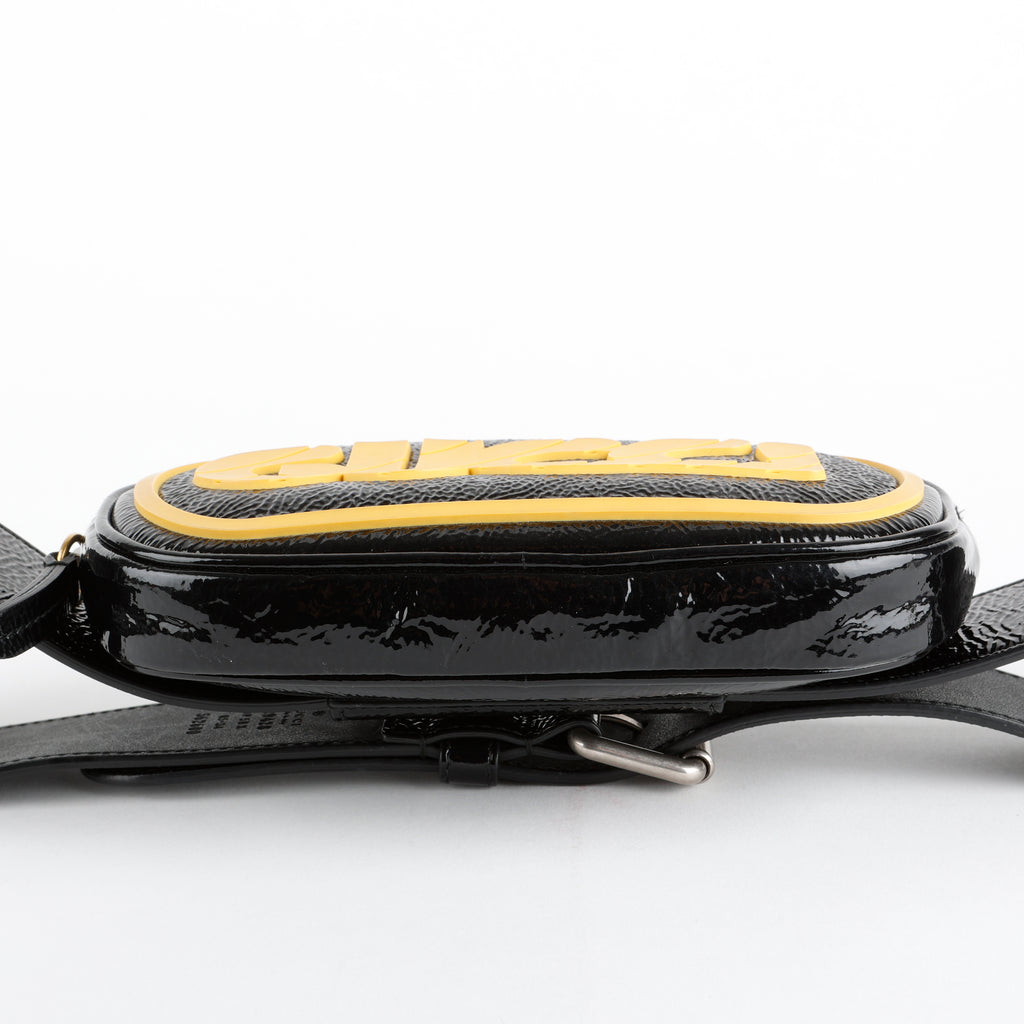 Game Patch Belt Bag, Black/Yellow Patent