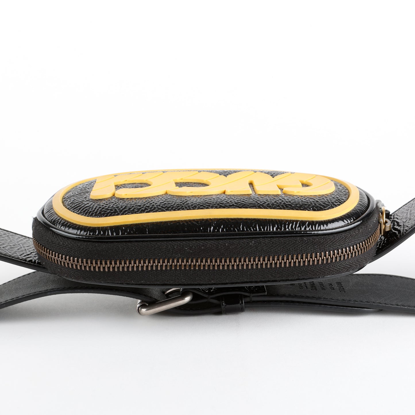 Game Patch Belt Bag, Black/Yellow Patent