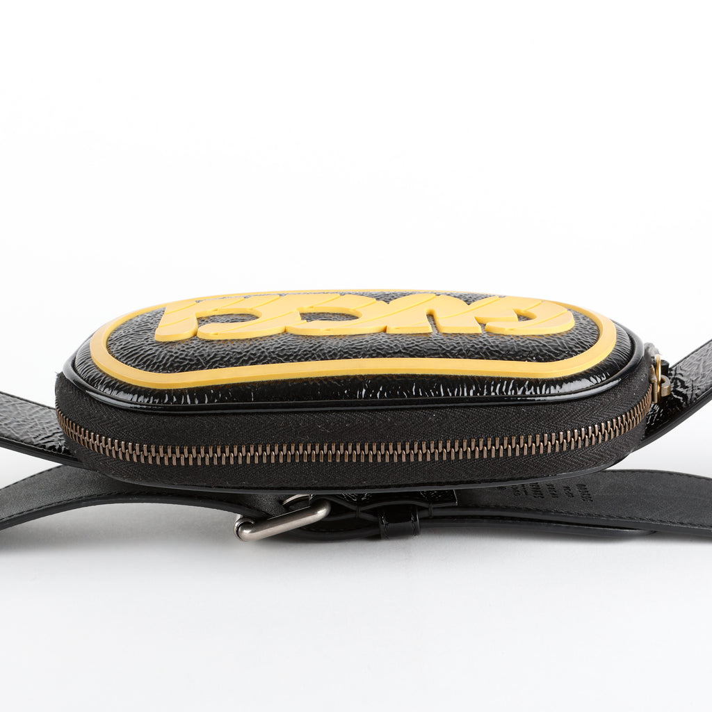 Game Patch Belt Bag, Black/Yellow Patent