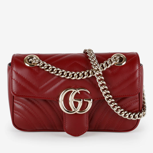 Small Marmont Flap Bag, Bordeaux Red NM