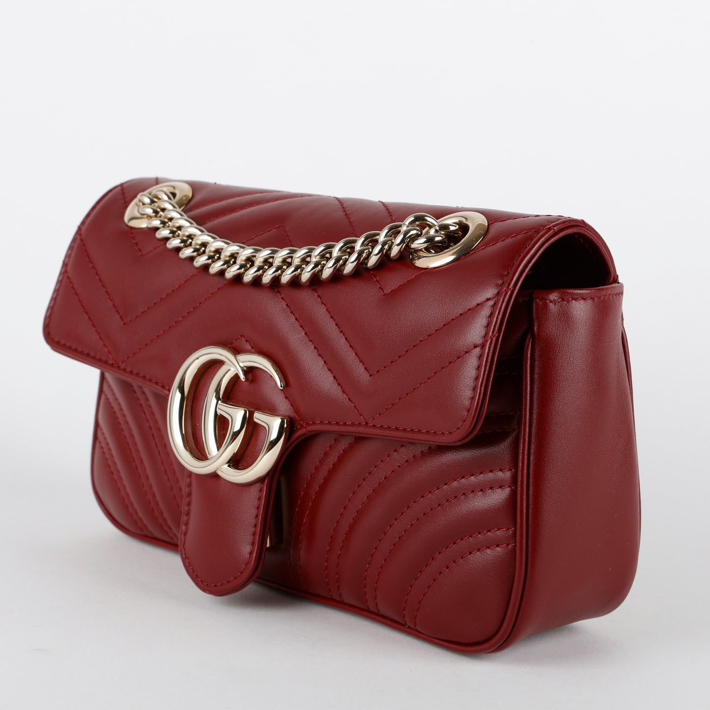 Small Marmont Flap Bag, Bordeaux Red NM