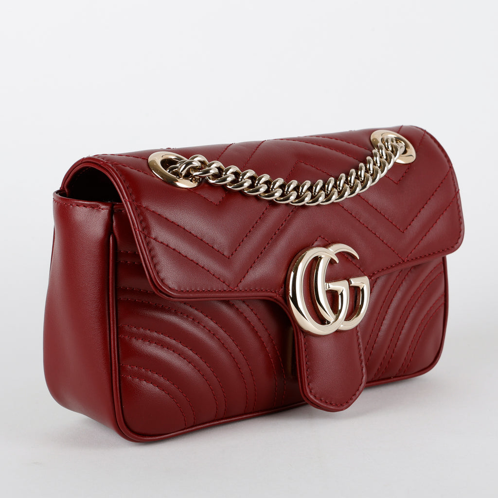 Small Marmont Flap Bag, Bordeaux Red NM