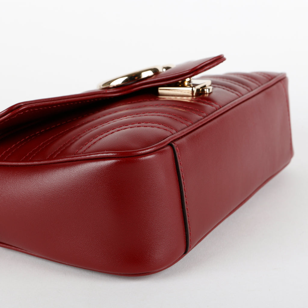 Small Marmont Flap Bag, Bordeaux Red NM