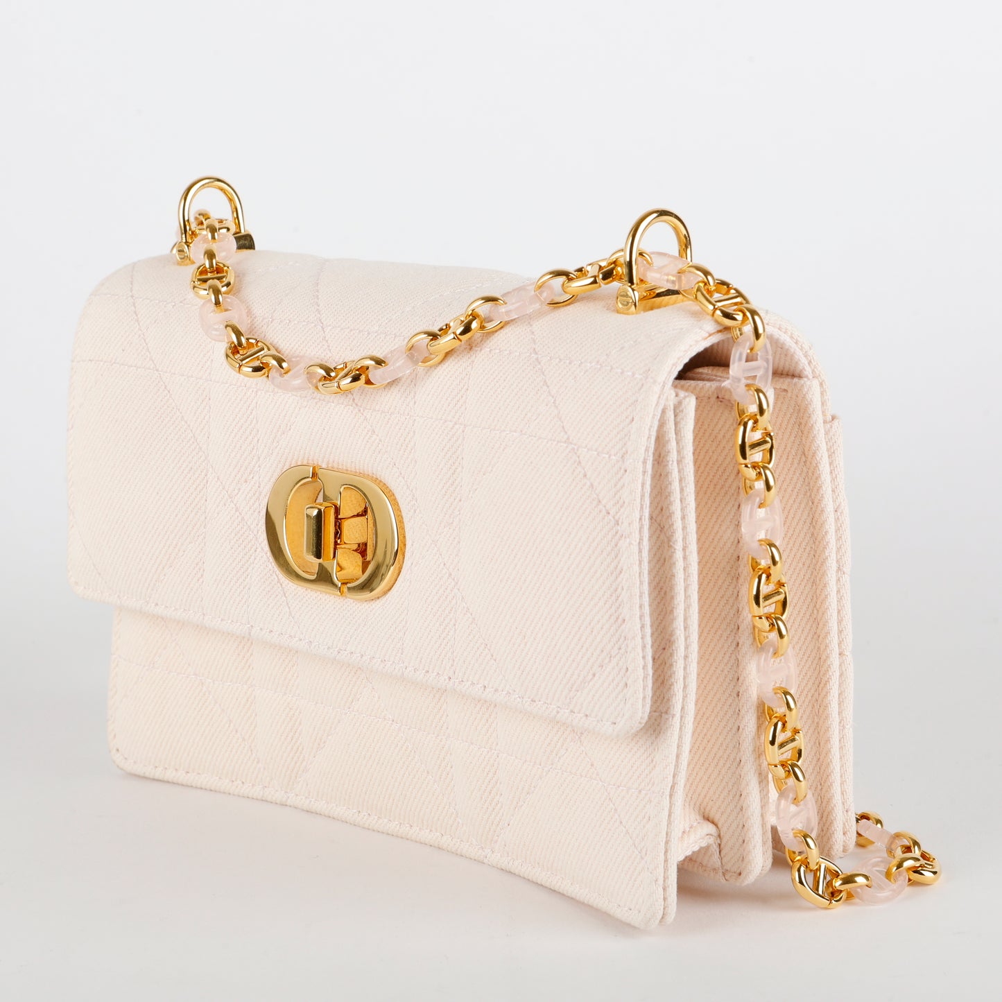 Mini Miss Caro Flap Bag, Pink Denim