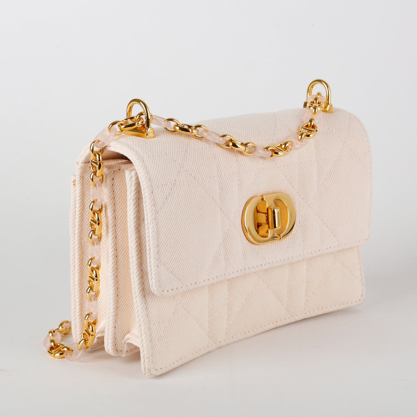 Mini Miss Caro Flap Bag, Pink Denim