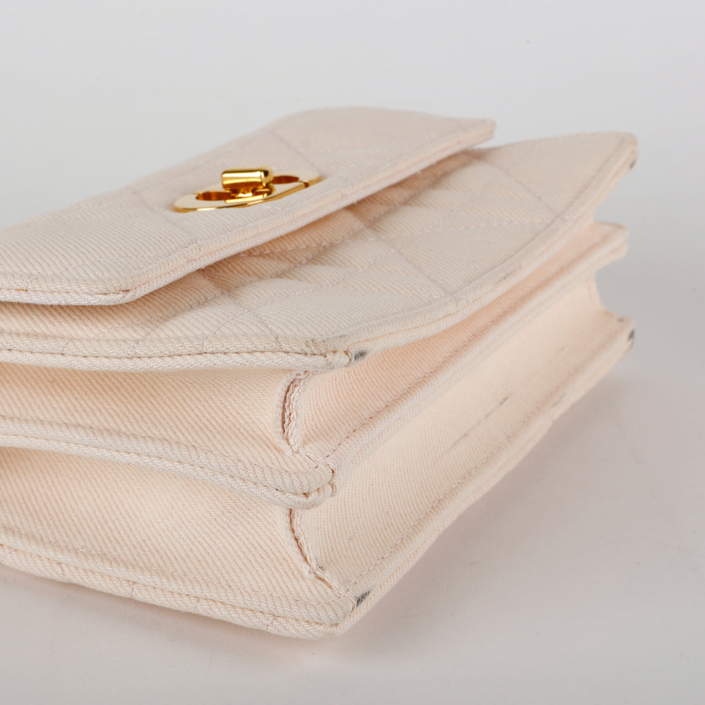 Mini Miss Caro Flap Bag, Pink Denim