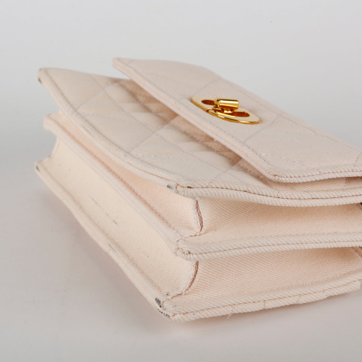 Mini Miss Caro Flap Bag, Pink Denim