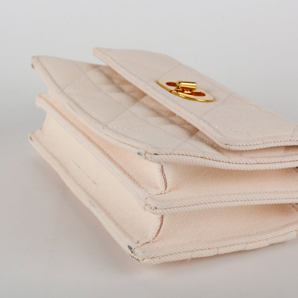 Mini Miss Caro Flap Bag, Pink Denim