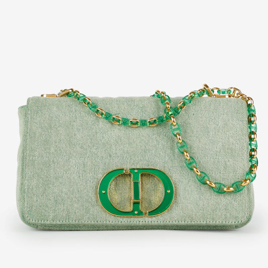 Medium Macrocannage Caro Bag, Green Denim