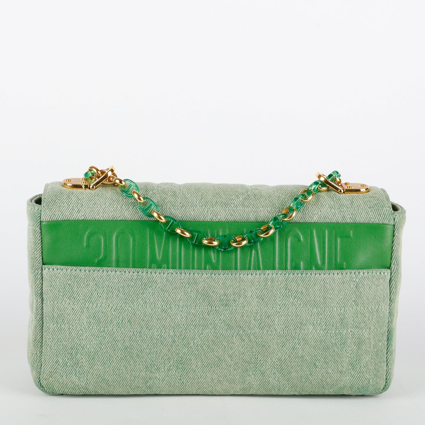 Medium Macrocannage Caro Bag, Green Denim