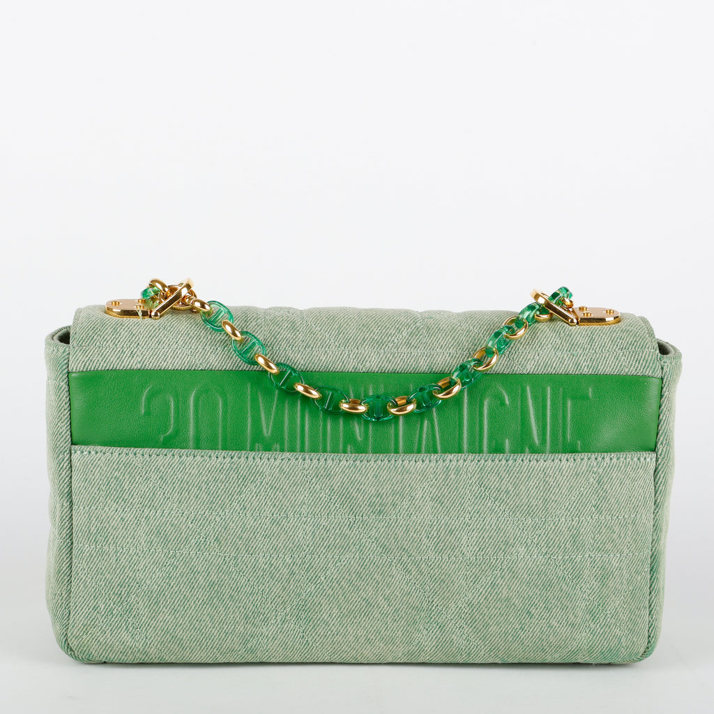 Medium Macrocannage Caro Bag, Green Denim
