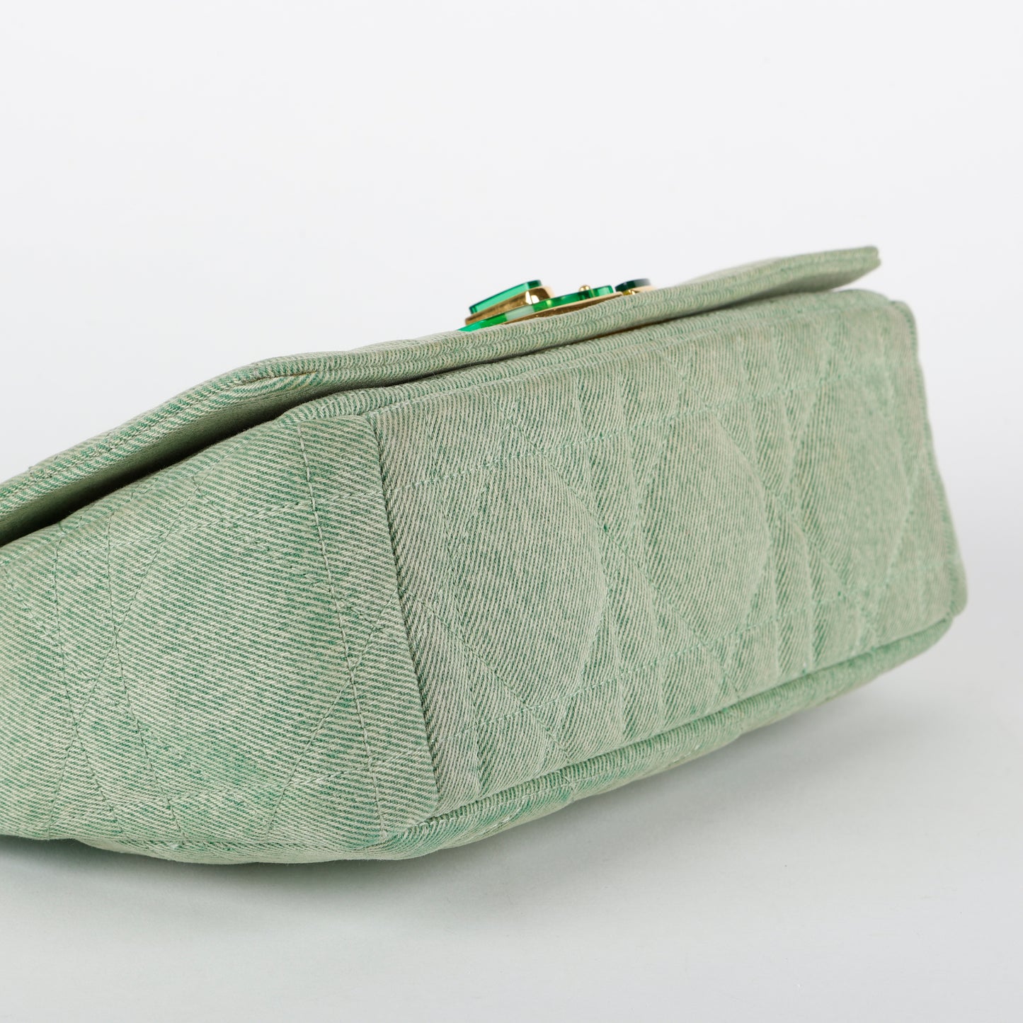 Medium Macrocannage Caro Bag, Green Denim